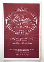 Metropolitan Grand Opera Minneapolis Minnesota PROGRAM April 1947 - £15.22 GBP