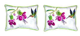 Pair of Betsy Drake Purple Hummingbird Small Pillows 11 Inch X 14 Inch - £55.38 GBP