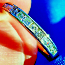 Earth mined Diamond Baguette Round Wedding Band Deco Bridal Anniversary Ring - $1,895.25