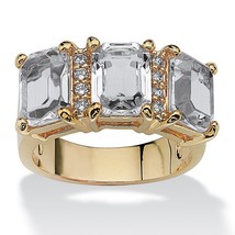 PalmBeach Jewelry Birthstone and CZ Gold-Plated Ring-April-Diamond - £27.64 GBP