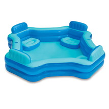 Square Inflatable Deluxe Comfort Family Pool, Blue, Ages 6 and Up, Unisex - $114.75