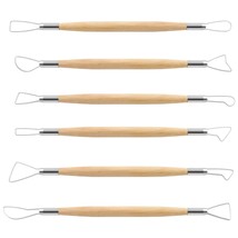 6Pcs Double-Sided Clay Sculpting Tools, Wooden Handle Ribbon Clay Tools, Pottery - £11.21 GBP