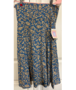 Lularoe S Azure Autumn Leaves on Blue Knee Length Women&#39;s Skirt NEW - $14.85