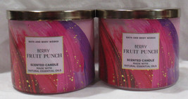 Bath &amp; Body Works 3-wick Scented Candle Lot Set of 2 BERRY FRUIT PUNCH - £52.04 GBP