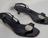 Brighton Kiana Womens Black Silver Medallion Kitten Heels SZ 8 Pump Sandals - $24.99