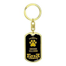 Dog Dad Gift Swedish Vallhund Swivel Keychain Stainless Steel or 18k Gold - £24.49 GBP