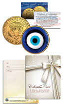 Evil Eye Amulet Kennedy Jfk Half Dollar U.S. 24K Gold Plated Talisman Lucky Coin - £6.84 GBP