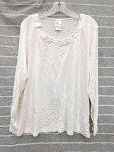 JMS Womens Size 2X Long Sleeve Top Off White  Pearl Stretch Shirt Just My Size - £11.65 GBP