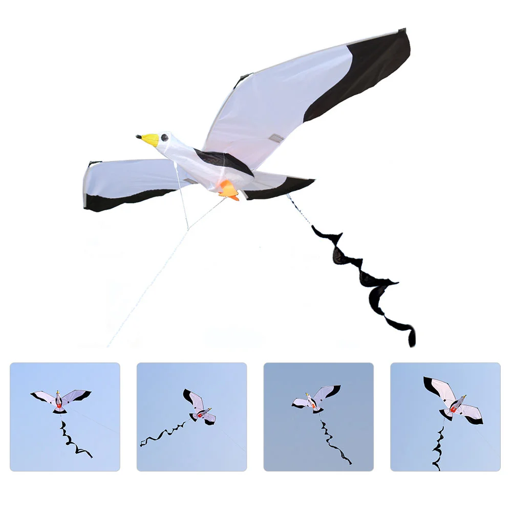 3D Seagull Kite Adult Beach Toys Easy Fly Outdoor Long Tail Kids Plaid Cloth - £15.89 GBP