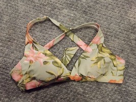 Women’s Kona Sol Green Tropical Floral  Bikini Top Size Small - $10.00