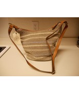 St. John&#39;s Bay Tia Crochet Hobo Purse Khaki Blue $65 New With Tags - £22.27 GBP