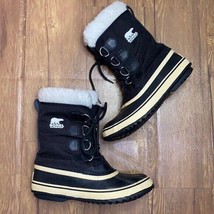 SOREL NL 1495-011 Fur Carnival Boots Black Winter Women Size 7 - $43.37