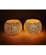 TIED RIBBONS Pack of 2 Turkish Mosaic Glass Votive Tealight Candle Holders - €32,13 EUR