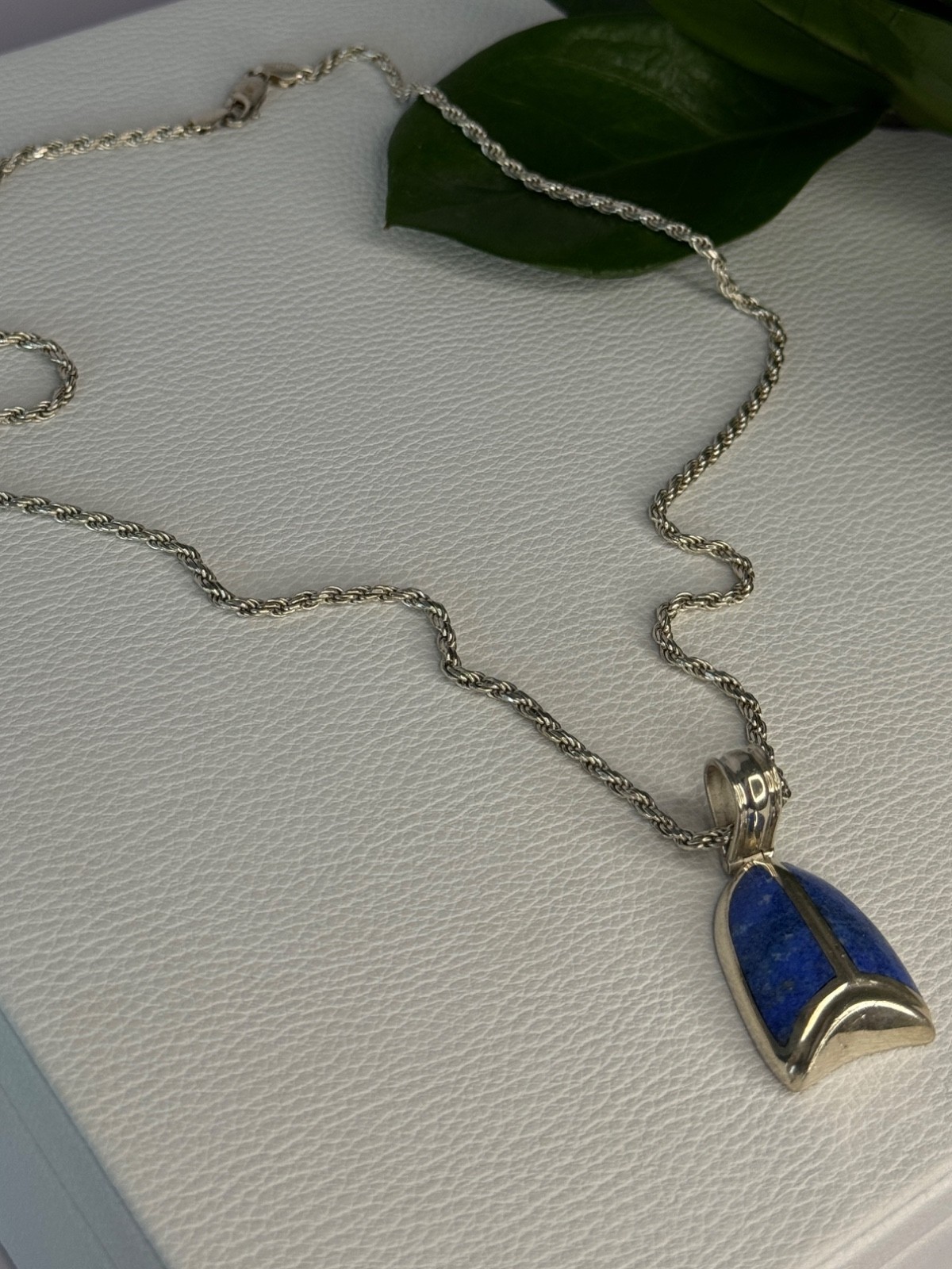 Vintage 925 Sterling Silver Sodalite Necklace Length 20 inch Item image 5