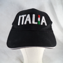 Italy Italian Italia Black Plain Back Adjustable Embroidered Hat Cap - $9.85