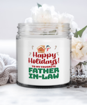 Father-in-law Holiday Candle - Happy Holidays To My Favorite - Funny 9 oz Hand  - £15.94 GBP