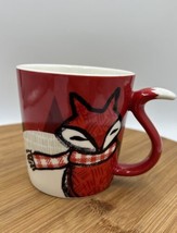 Starbucks 2016 Winter Holiday Red Fox Scarf Tail Handle Coffee Mug Cup 12 oz - £13.98 GBP