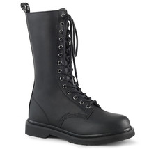 DEMONIA BOLT-300 Men&#39;s Unisex Punk Biker Black Buckles Lace Up Calf Ankl... - $101.95