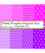 Pink and Purple-Digital Kit-Digtial Paper-Art Clip-Gift Tag-Jewelry-T sh... - $37.30 MXN