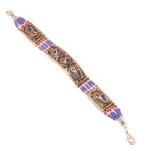 Coral Lapis Lazuli Handmade Christmas Gift Jewelry Bracelet Nepali 7-8&quot; ... - £11.76 GBP