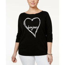 NWT Womens Plus Size 3X Charter Club Black Bonjour Heart Graphic Knit Sweater - £20.02 GBP