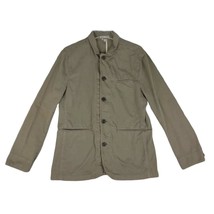 EXPRESS Men&#39;s M Military Style Pea Field Coat Button Front Cotton Jacket, Olive - £19.93 GBP