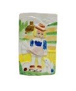 Vintage 1940&#39;s Ceramic Wall Pocket Vase Little Bo Peep Girl Lamb Occupie... - $19.00