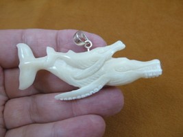 (J-Whal-14) WHALE + baby PENDANT aceh bovine bone watch whales Jewelry Necklace - £17.92 GBP