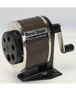 Berol Giant Apsco Vintage Pencil Sharpener Hand Crank 6 Hole Wood Veneer - $40.32 CAD