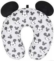 NWT Disney Mickey Mouse Faces &amp; Icons Portable Travel Neck Pillow Ears Gray B&amp;W - £33.67 GBP