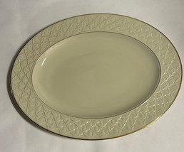LENOX JACQUARD GOLD 16&quot; Oval Serving Platter New - $44.55