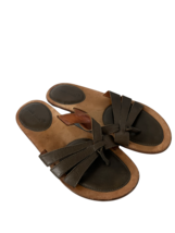 GENTLE SOULS Urban Nova Olive Green Flip Flop Sandals Leather Strap Wome... - $19.19