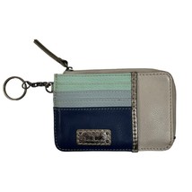 THE SAK Iris Card Wallet Blue Pebbled Leather Keychain Card Holder Coin ... - $23.29