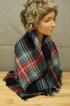 Woven Super Soft Lightweight Acrylic Tartan Red Green Stripe Plaid Scarf Wrap - £23.08 GBP