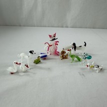 Lot of 12 glass Miniature Animal Figurines Collection Assorted Lot Cat D... - $48.02