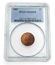 1907 1C Indien Cents Classé Par PCGS Comme MS65RB Superbe Début Cents - $296.98