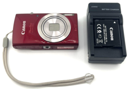 Canon Elph Power Shot 180 20MP Digital Camera Red 8x Zoom Hd Bundle Tested - £218.23 GBP