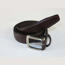 Men VALENTINI Stitched Leather Belt Classic Pin Buckle Business Dress V711 Wine image 4