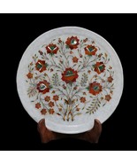 Antique Floral Design White Marble Inlay Wall Plate – 12&quot;x12&quot; with Semip... - $363.55