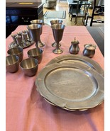 Pewter Dinner Plates, Wine &amp; Water Goblets, Sherry Cups Dish - $114.16 CAD