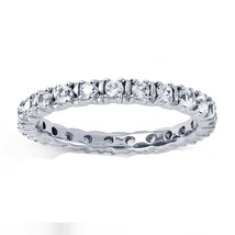 Simulated Diamond Alternatives Eternity Stackable Wedding Band Ring White Plated - £66.69 GBP