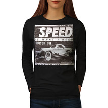 Wellcoda Vintage Racing Speed Car Womens Long Sleeve T-shirt, Auto Casual Design - £19.11 GBP