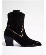 Zadig &amp; Voltaire Cara High Suede Ankle Boots Black Studded $798, Sz 37,,... - $321.74