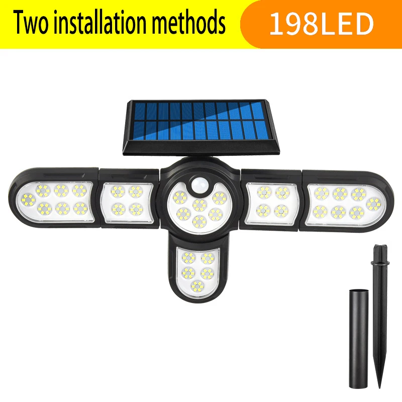 LED Solar Light Outdoors Lamp 6 Adjustable Heads 200 Led Motion Sensor Lights Sp - £58.75 GBP