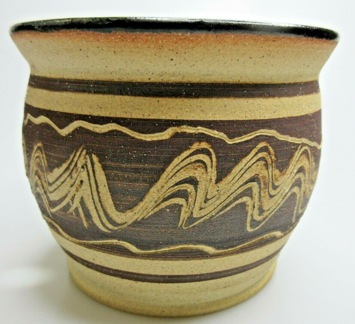 Primary image for Vintage Handspun Artisan Pottery Planter Etched Signed Gil Gillespie 1985 Retro