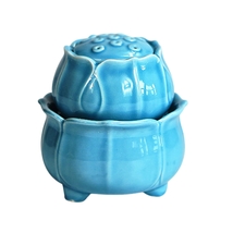 Blue Lotus Cat Fountain Ceramic Drinking Fountain Pet Water Dispenser USB 1L - £71.36 GBP