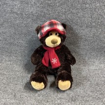Hugfun Int. 17” Plush Brown Teddy Bear Plaid Hat Red Scarf Snow Stuffed ... - £12.42 GBP