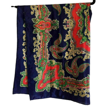 Colorful Paisley Kaleidoscope Designer Square Scarf Blue Red Silky Poly ... - £23.94 GBP