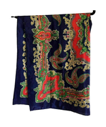 Colorful Paisley Kaleidoscope Designer Square Scarf Blue Red Silky Poly ... - £23.86 GBP