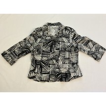 Coldwater Creek top shirt blouse button-up PM Petite Medium Black Cream ... - $15.84